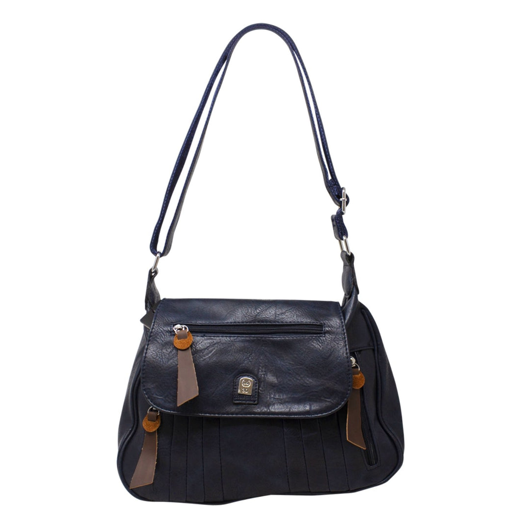 Classic PU Leather Zipped Flap Crossbody Bag