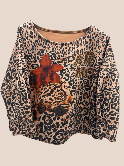 Animal Print Faux Suede Tops