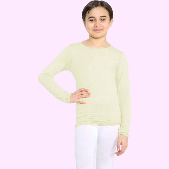 Girls Long Sleeve Round Neck Basic Top