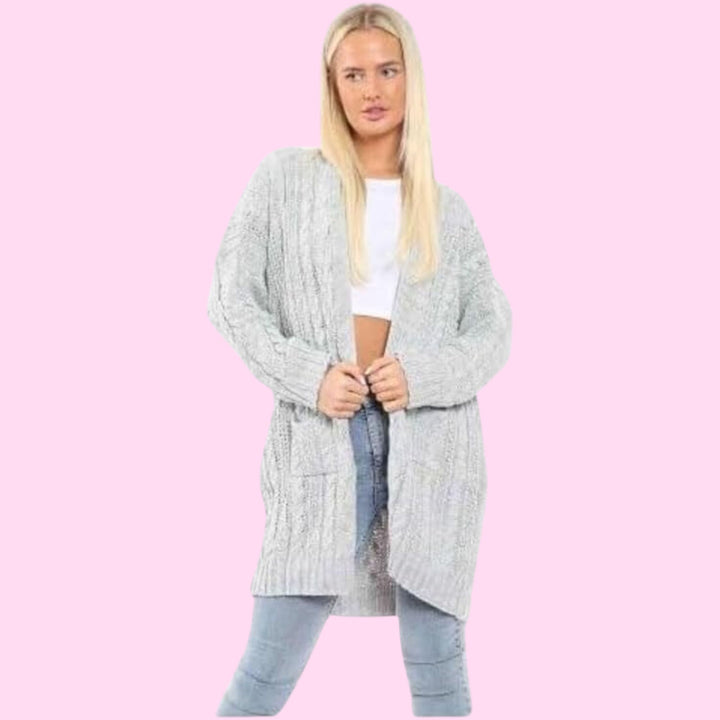 2 Pockets Open Style Slouchy Cardigan