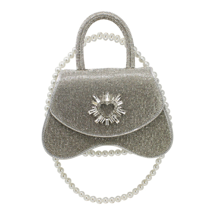 Full Diamante Clutch with Pearl Chain