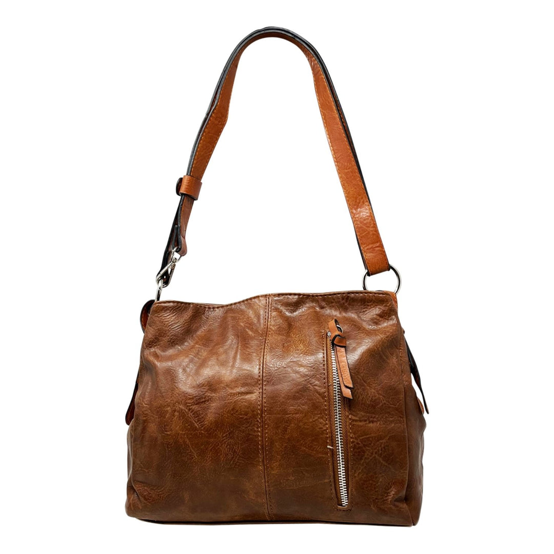 Due-Compartments Zipped Shoulder/Crossbody Bag