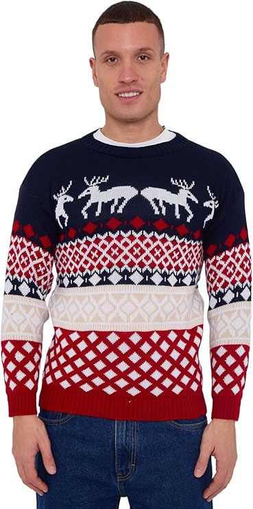 Mens 4 Reindeer Christmas Jumper