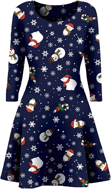 Snow Man & Snow Flakes Christmas Dress