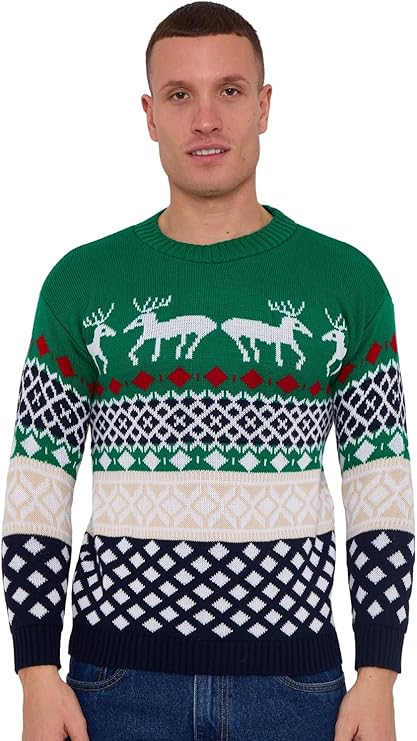 Mens 4 Reindeer Christmas Jumper