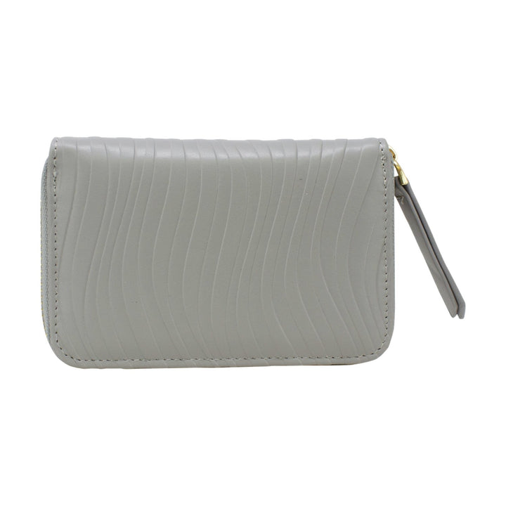 Long Zipped Purse with Wavy Lines Design