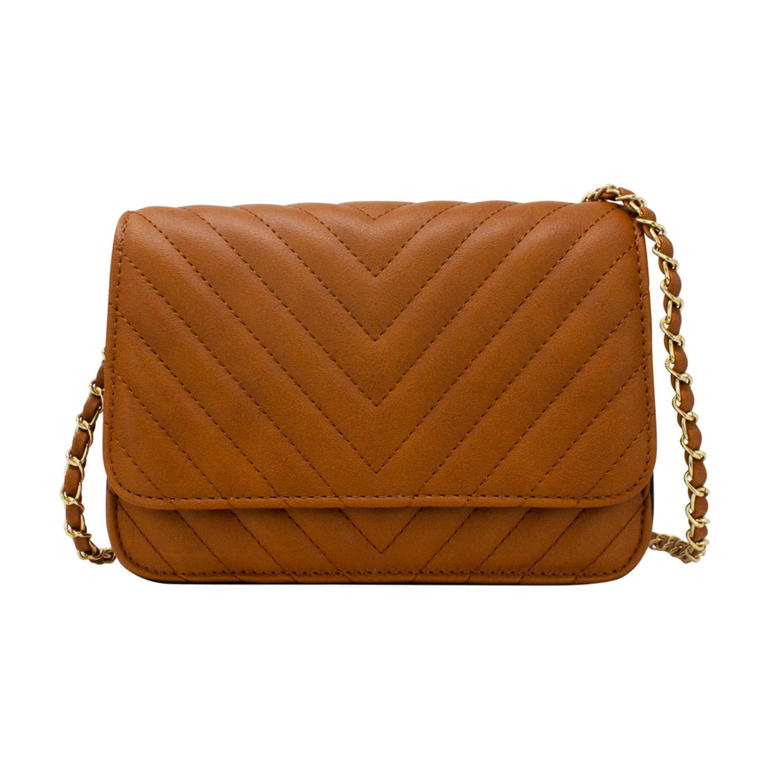 Quilted Pattern Flap Crossbody with Braided Chain