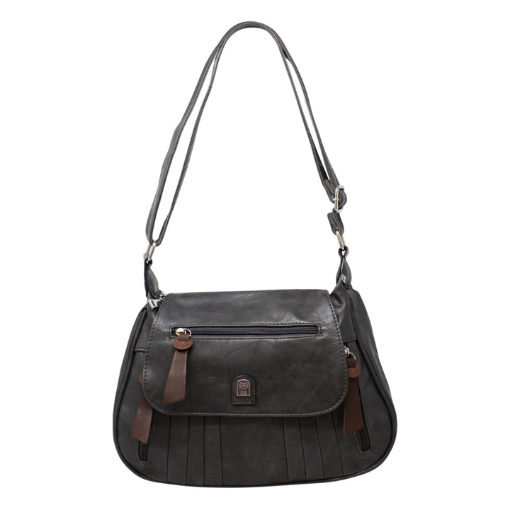 Classic PU Leather Zipped Flap Crossbody Bag