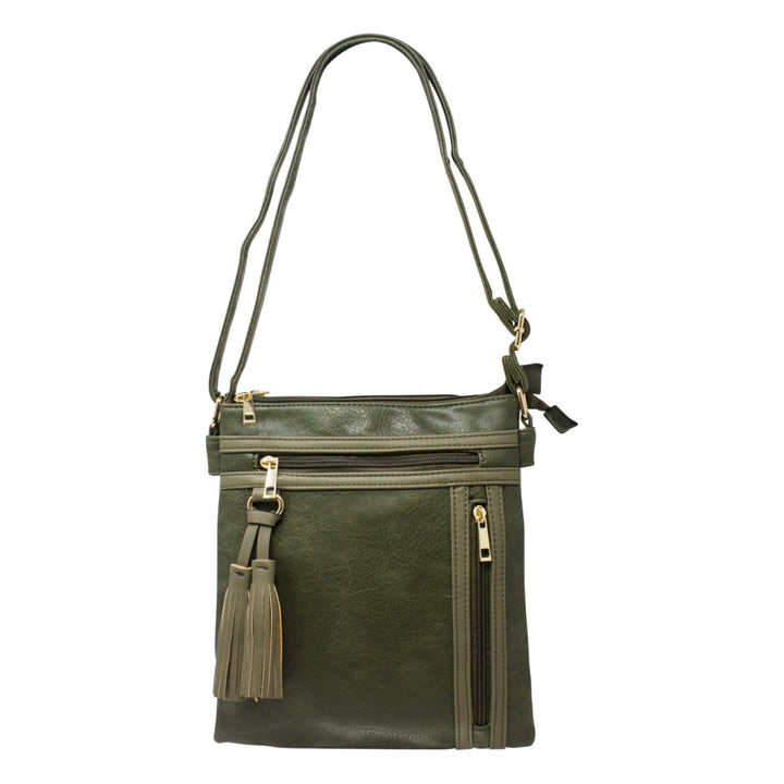 Crossbody Bag with Tassel Zipper Pocket