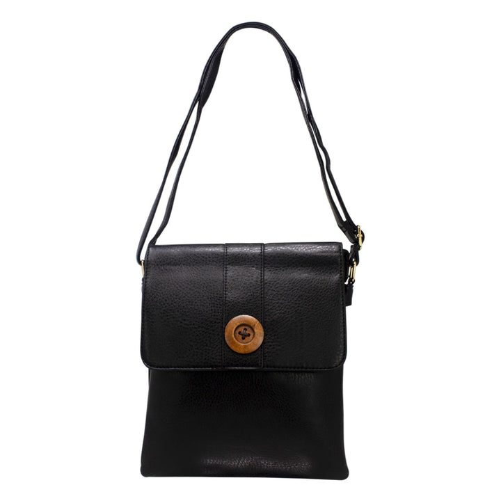 Wooden Button Flap Crossbody