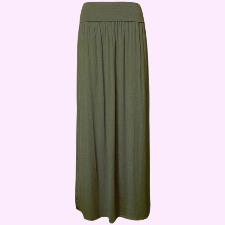 Pleated Fold Over Long Maxi