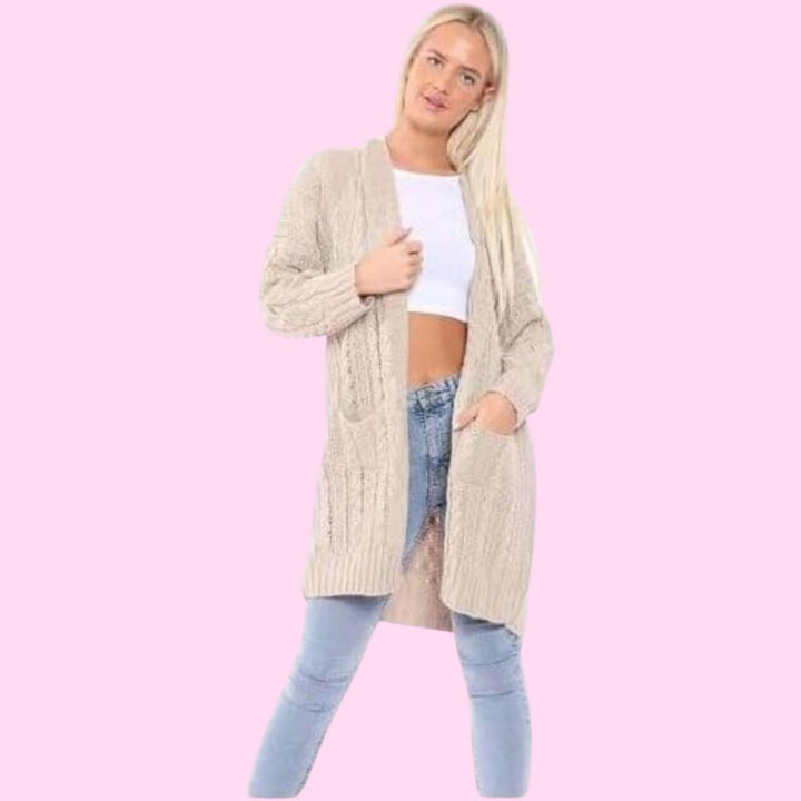 2 Pockets Open Style Slouchy Cardigan