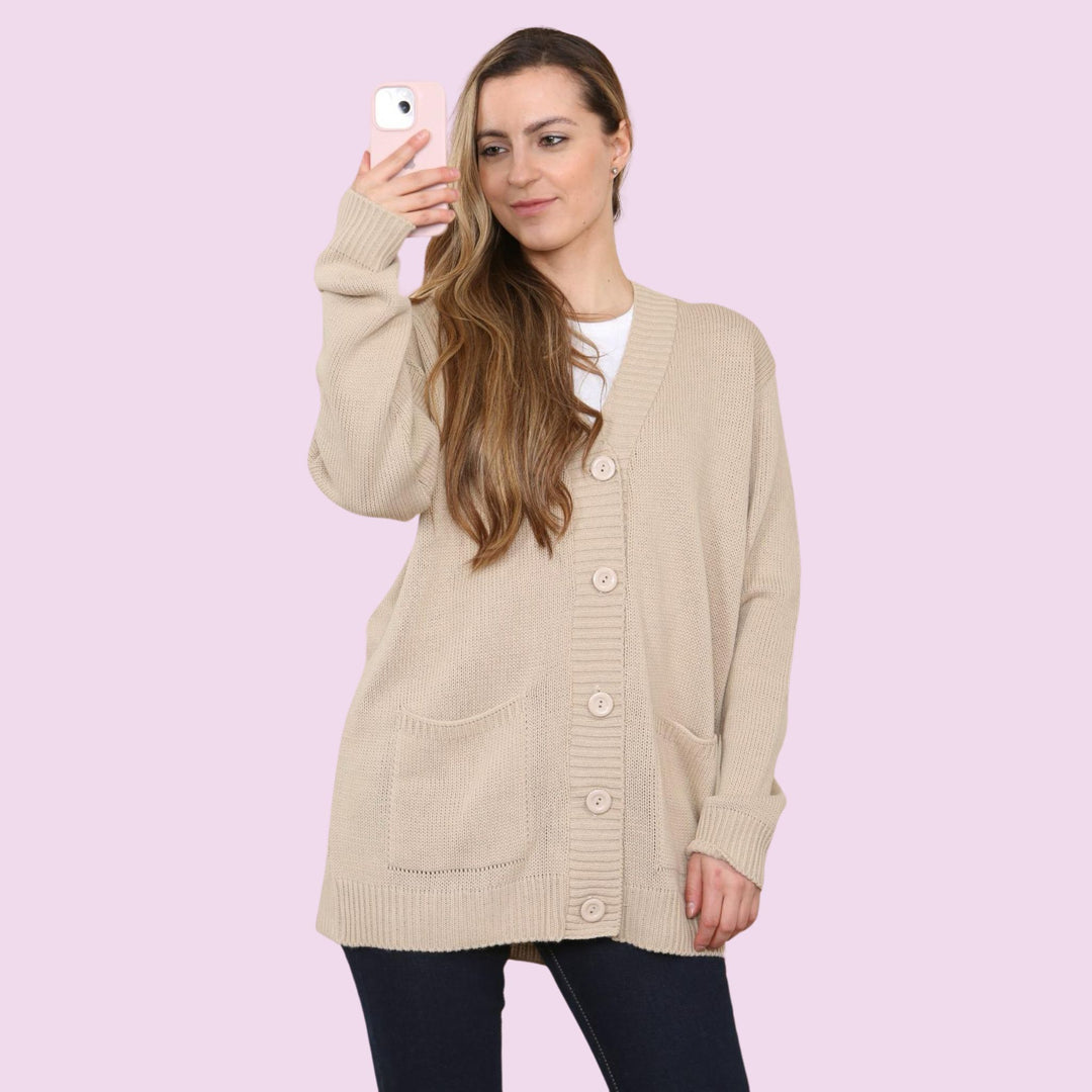 5 BUTTON LONGLINE OVERSIZE BAGGY CARDIGAN