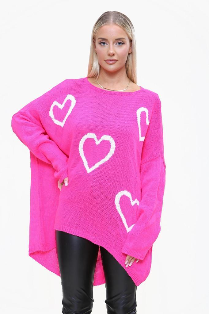 Heart Print Oversized Jumper