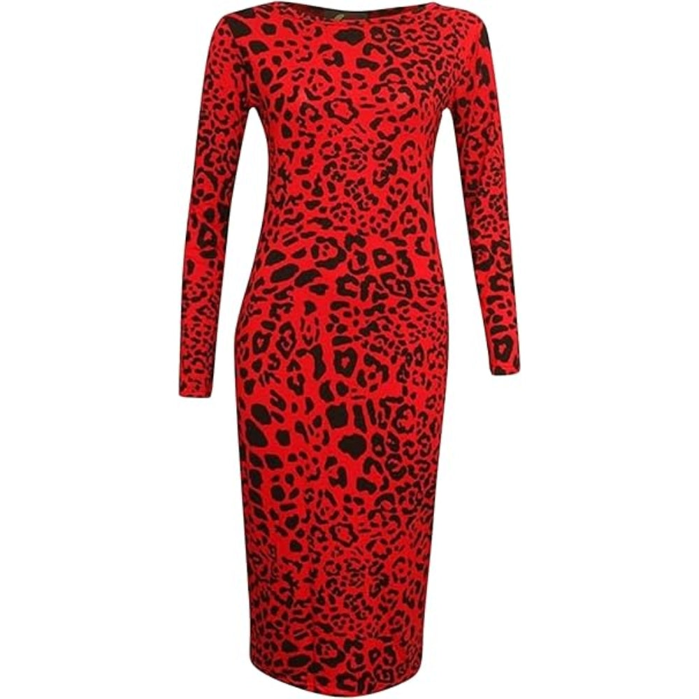Printed Bodycon Midi Long Sleeve