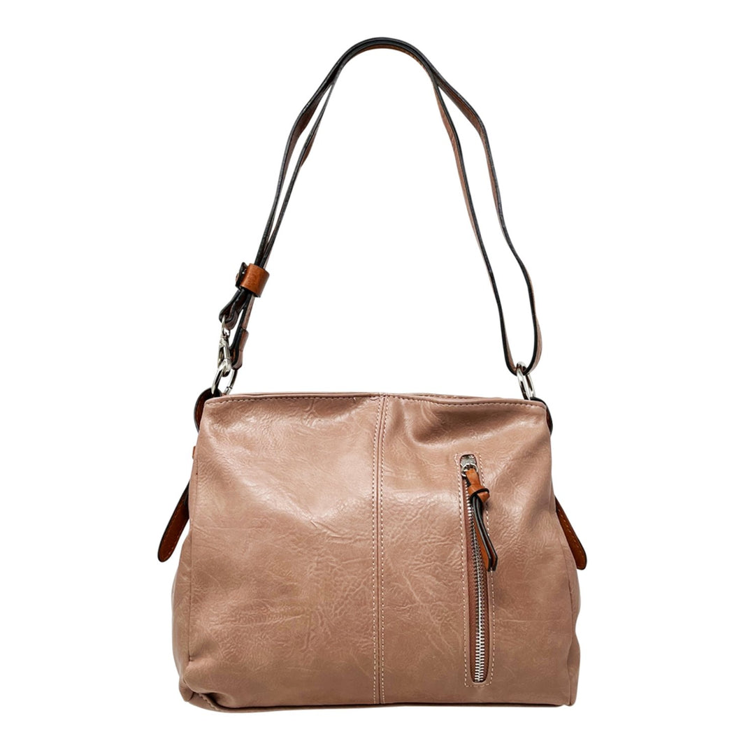 Due-Compartments Zipped Shoulder/Crossbody Bag