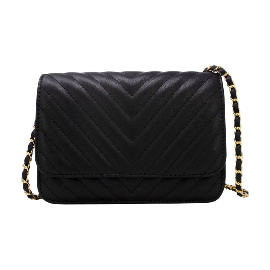 Quilted Pattern Flap Crossbody with Braided Chain