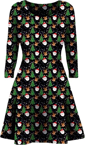 Santa & Xmas Trees Christmas Dress