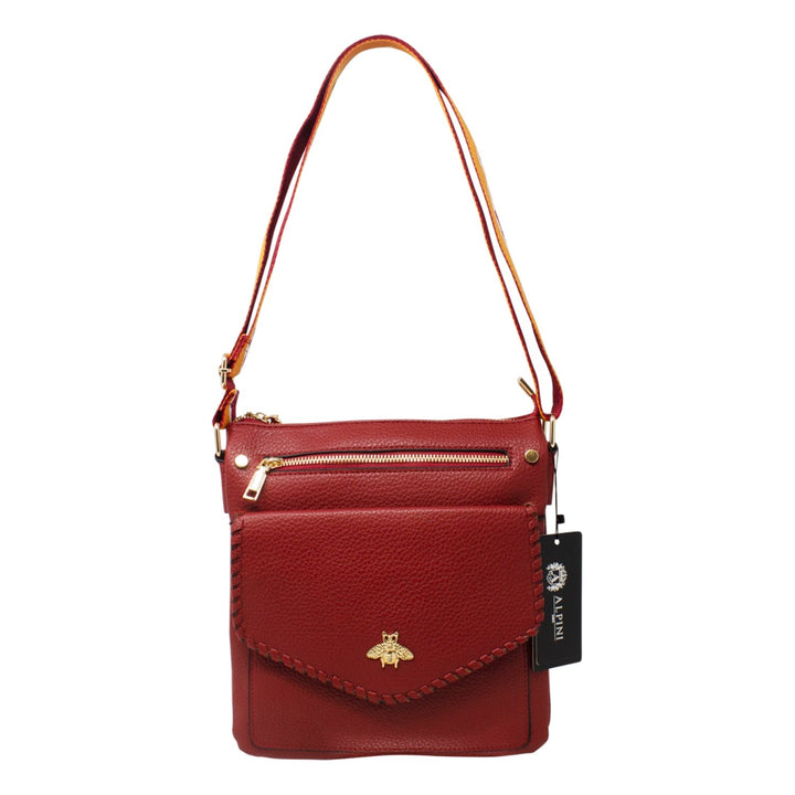 Crossbody Bag with Golden Bee & Colourful Strap