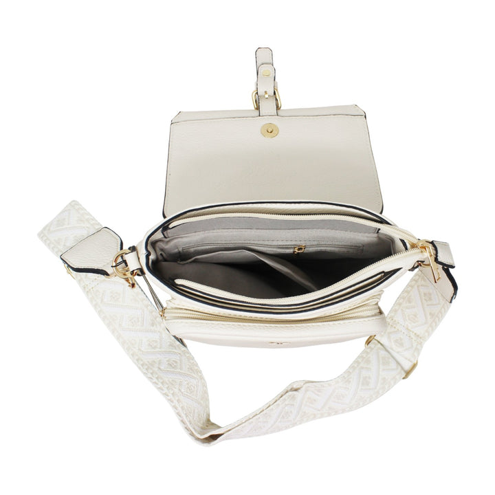 Flap-Over Buckle Crossbody with Canvas Strap