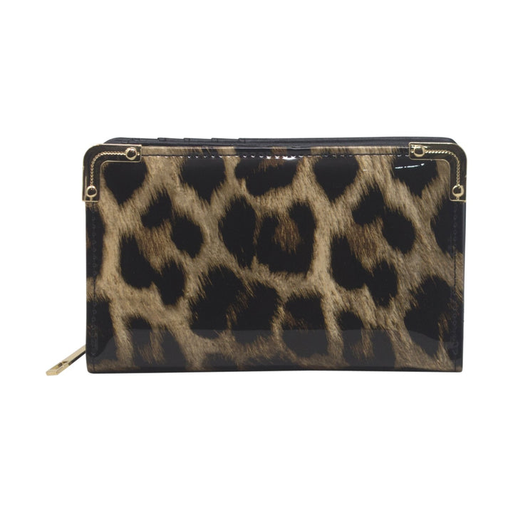 Shine Faux Leather Leopard Print Small Purse