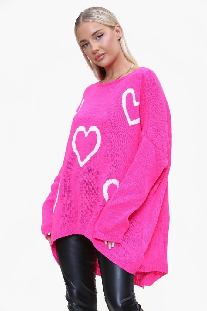 Heart Print Oversized Jumper