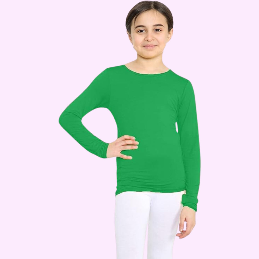 Girls Long Sleeve Round Neck Basic Top