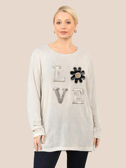 Love Appliqué Knit Top