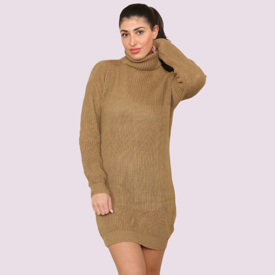 Polo Roll Neck Ribbed Knitted Florescent Jumper