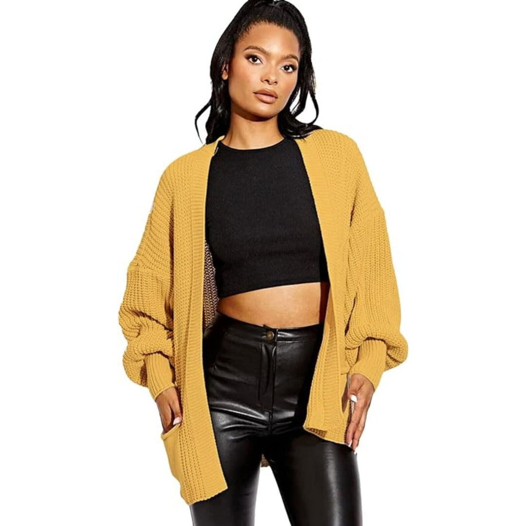 Balloon Sleeve Crop Cardigan