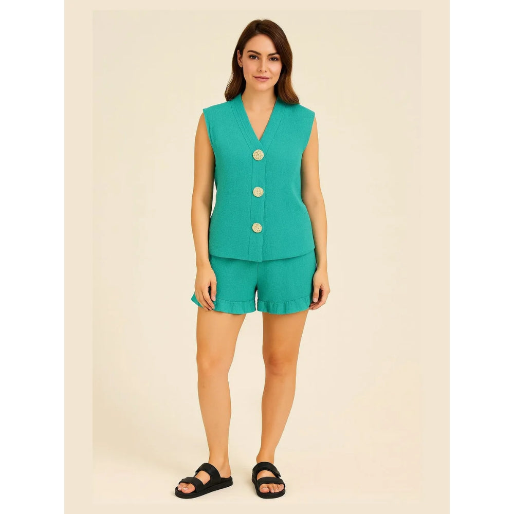 Italian Ladies Short Sleeve Tie Waisted Co-ord Set
