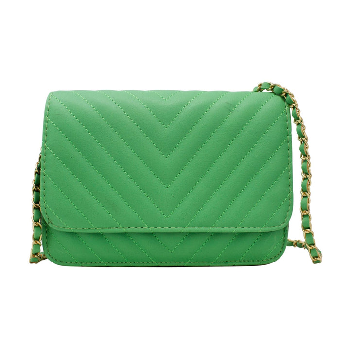 Quilted Pattern Flap Crossbody with Braided Chain