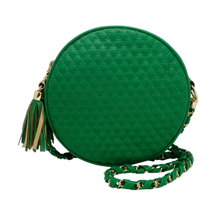 Round Quilted Crossbody with Tassels