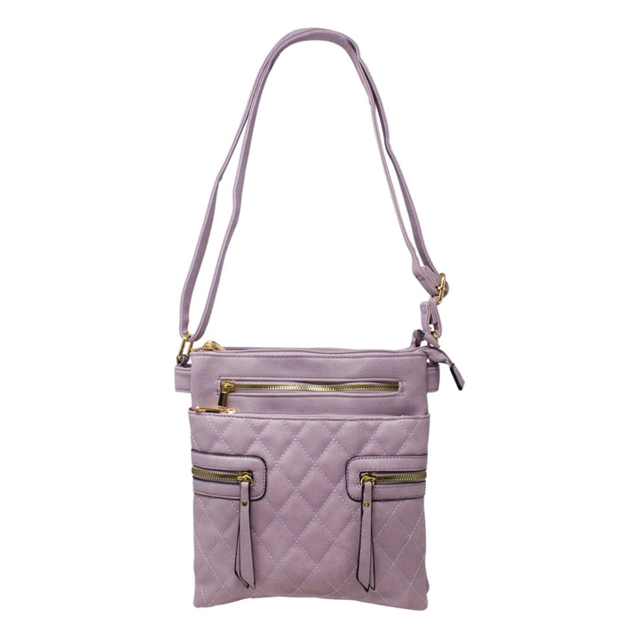 Multi-Zip Double Compartment Quilted Crossbody