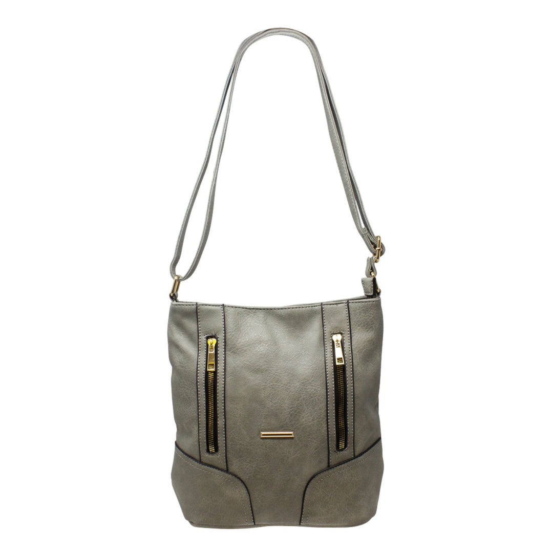 Ladies Double Front Zip Crossbody