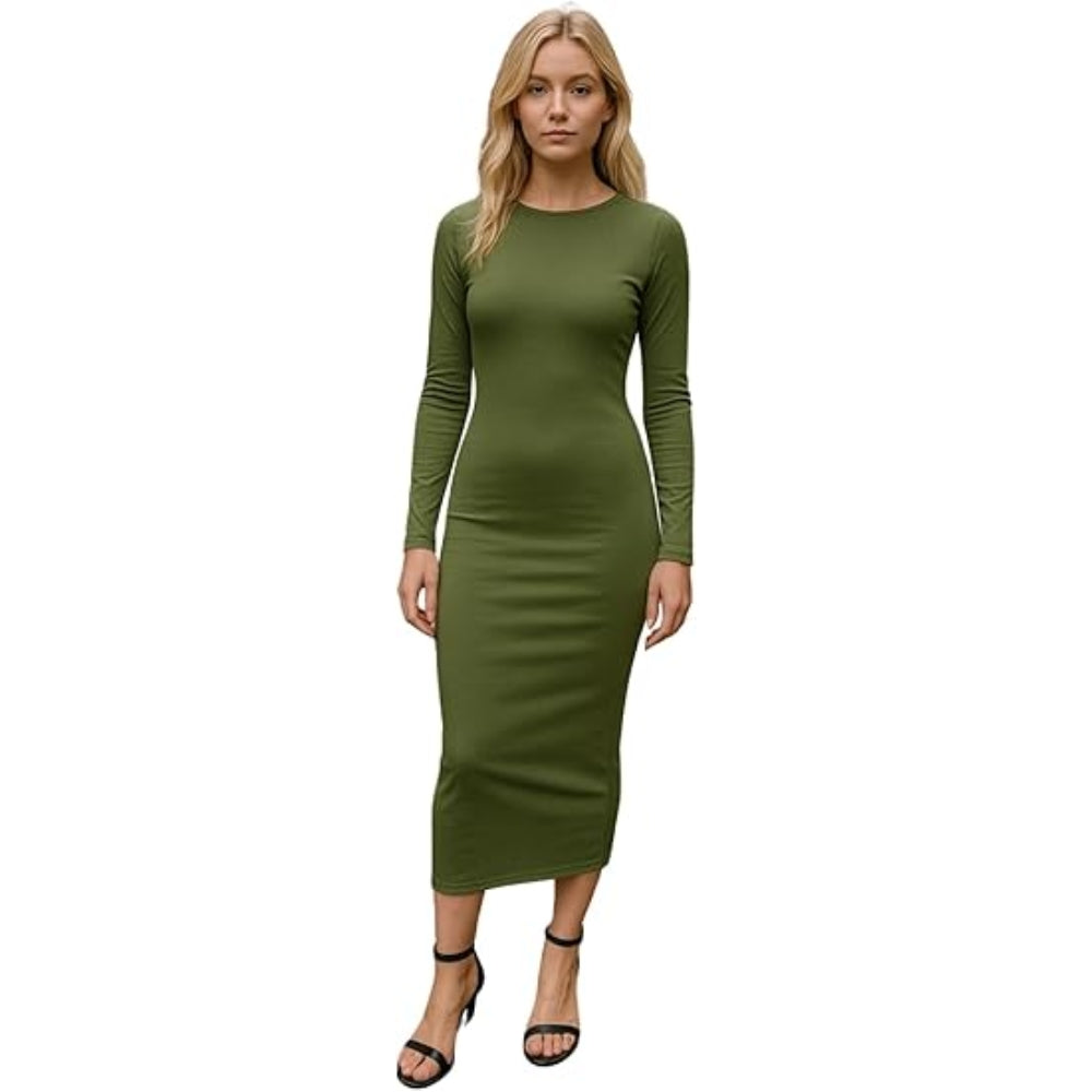 Bodycon Midi Dress Long Sleeve