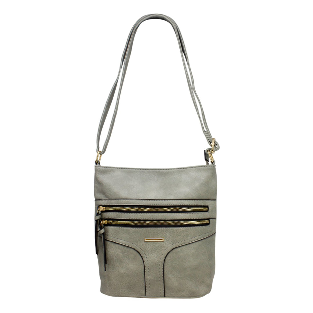 Double Front Zip Crossbody with Stich Detail and Tassels