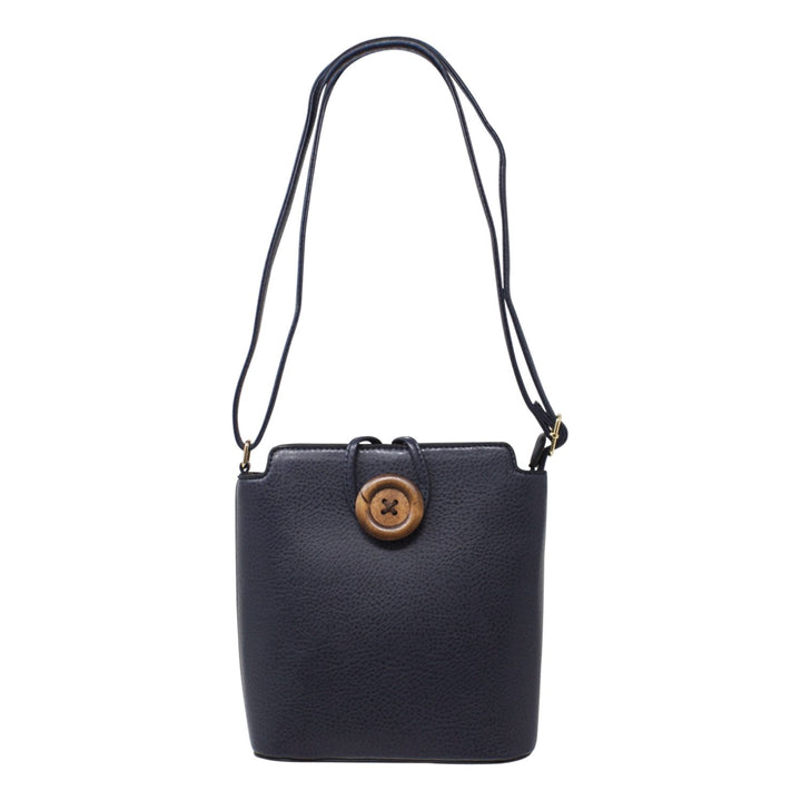 Wooden Button Crossbody Bag