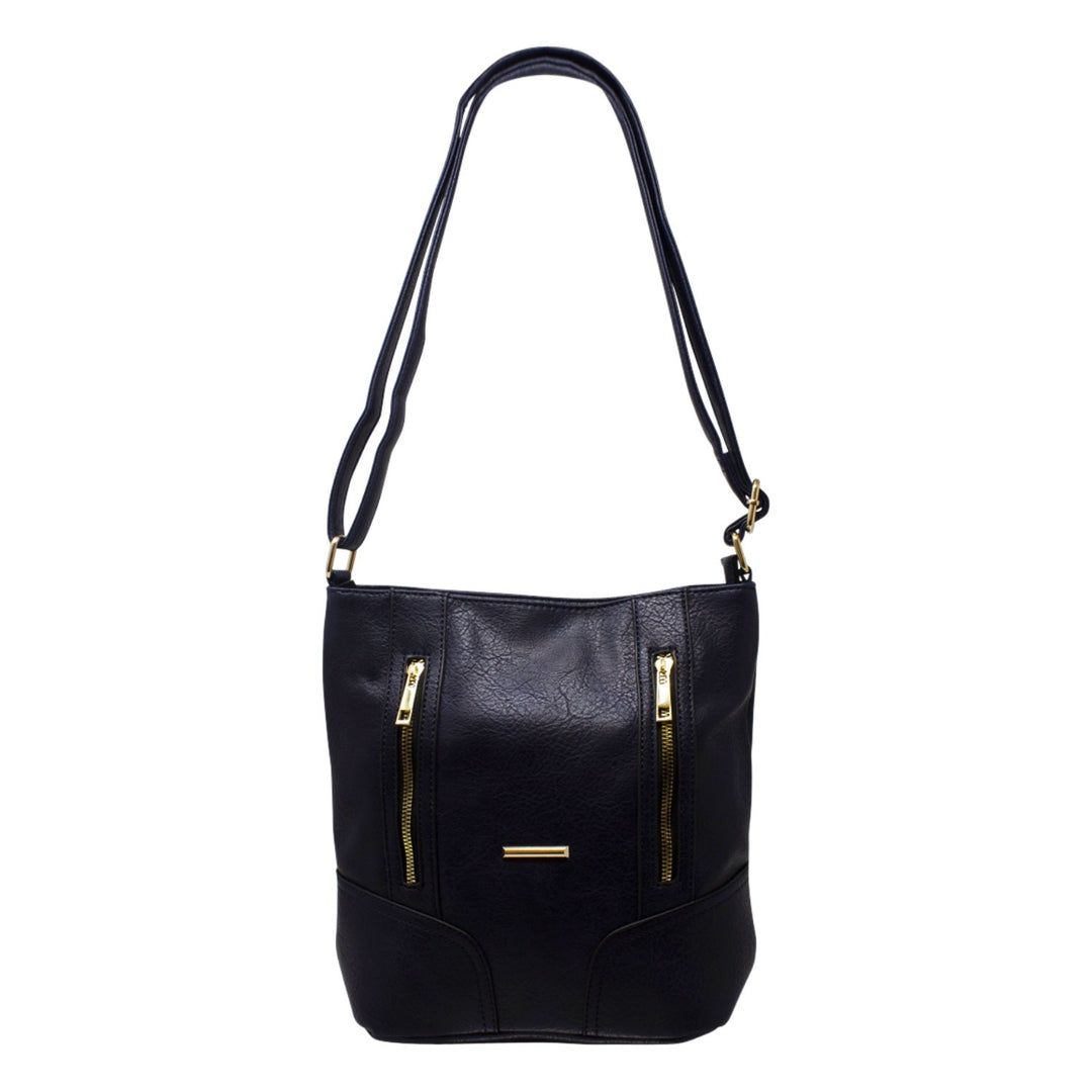 Ladies Double Front Zip Crossbody