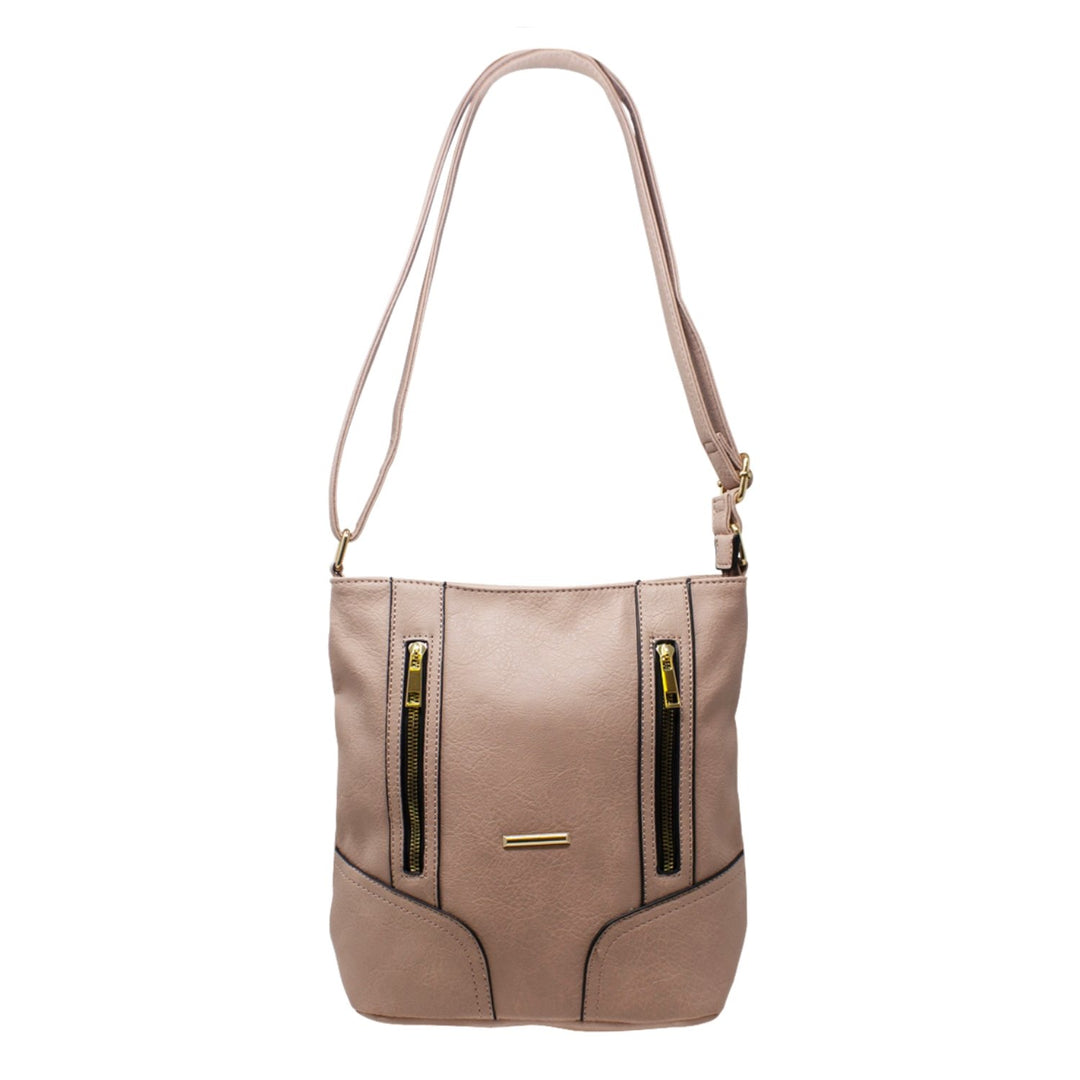 Ladies Double Front Zip Crossbody