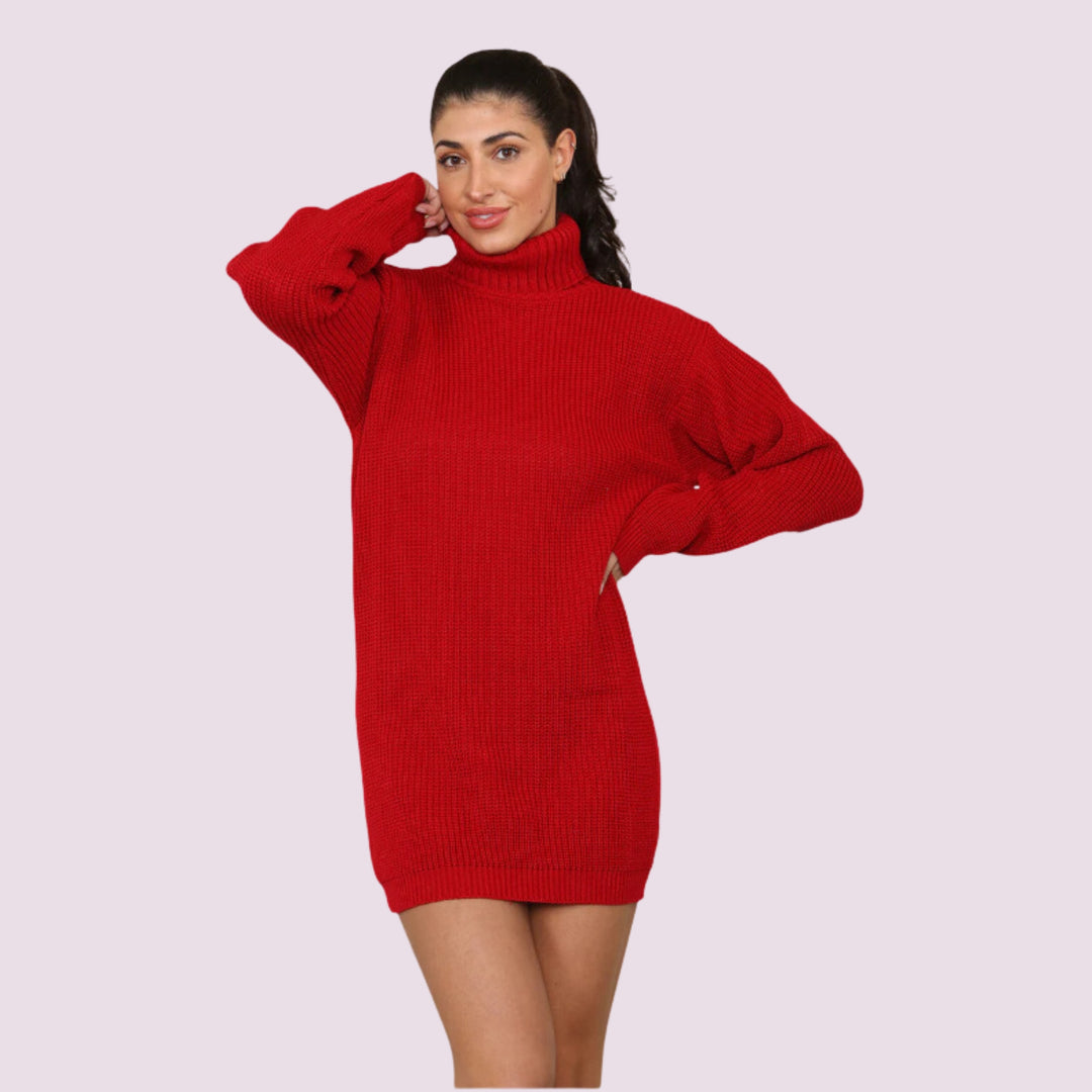 Polo Roll Neck Ribbed Knitted Florescent Jumper