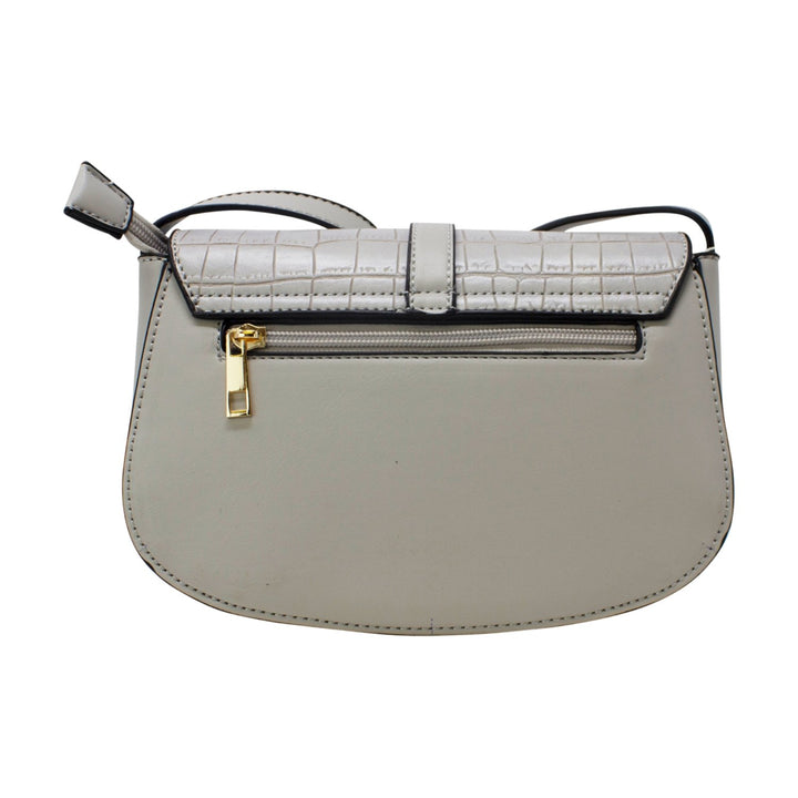 Croc Pattern Saddle Crossbody with Padlock