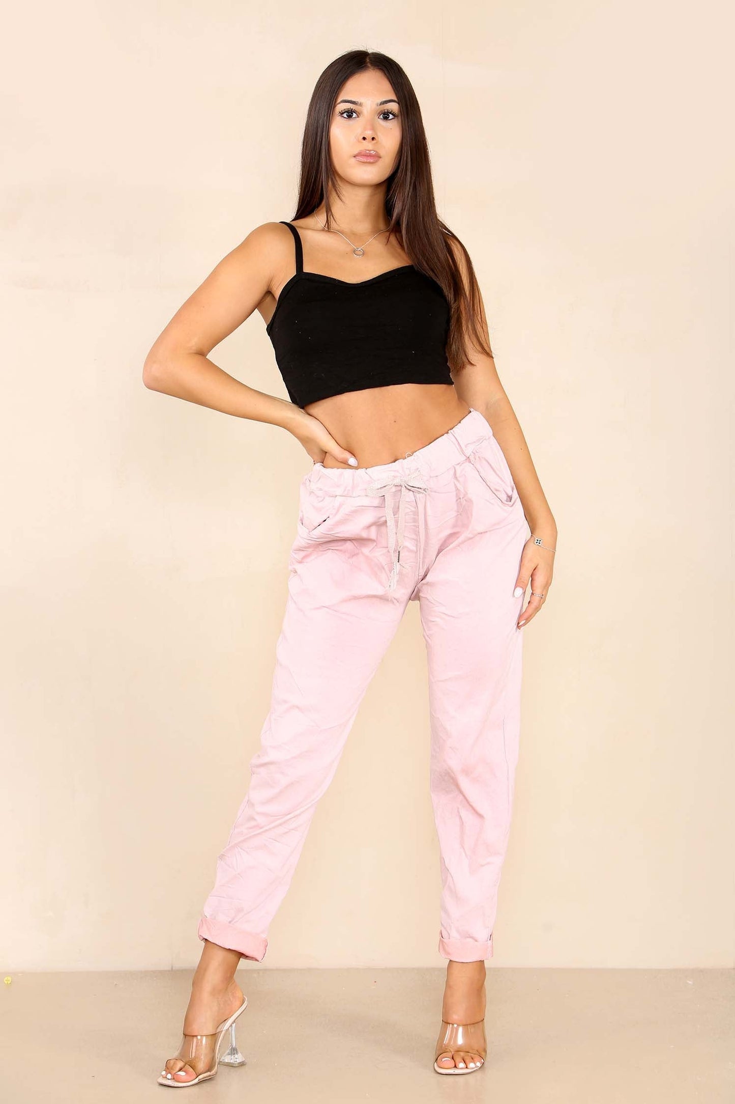 Italian Glitter Drawstring Waistband Magic Pants