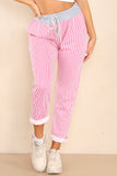 Italian Thin Stripes Print Drawstring Cotton Joggers