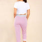 Italian Thin Stripes Print Drawstring Cotton Joggers