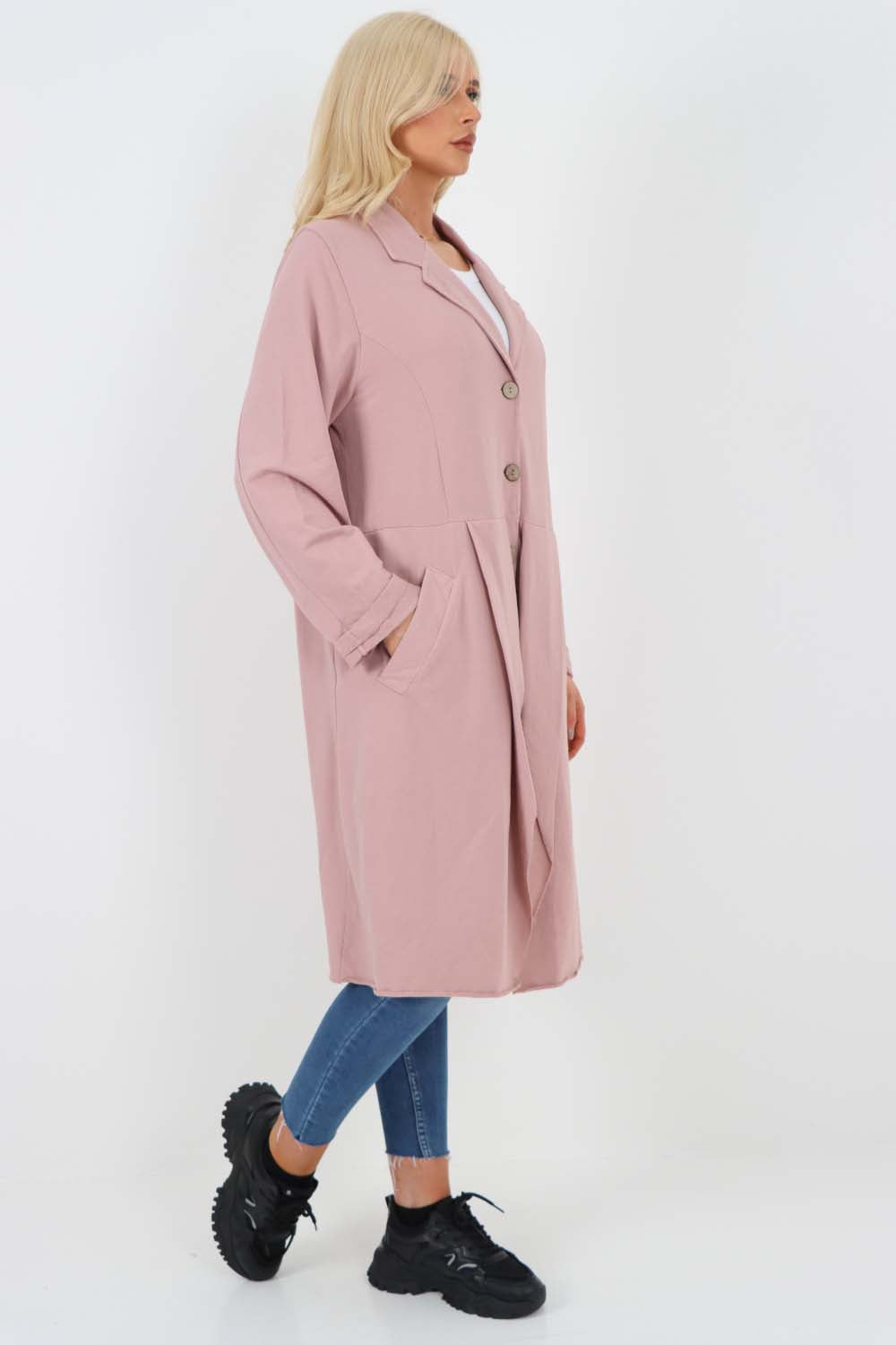 Italian Front Button Fastening Longline Cotton Cardigan