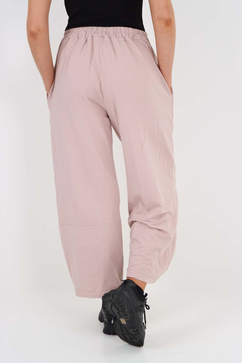 Italian Drawstring Hem Cotton Trousers With Side Pockets