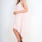 Italian Lace Neckline Dipped Hem Dress