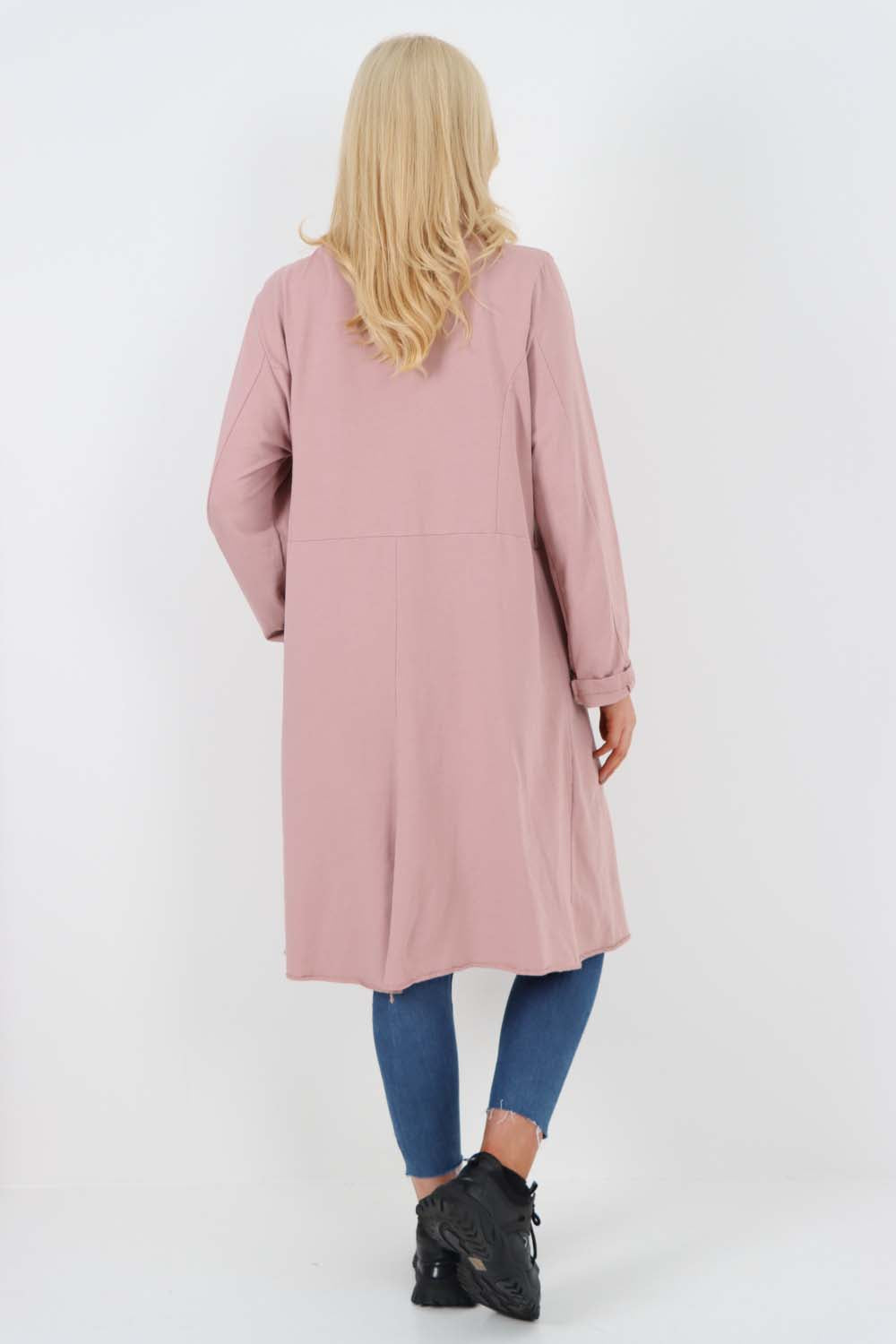 Italian Front Button Fastening Longline Cotton Cardigan