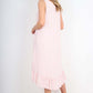 Italian Lace Neckline Dipped Hem Dress